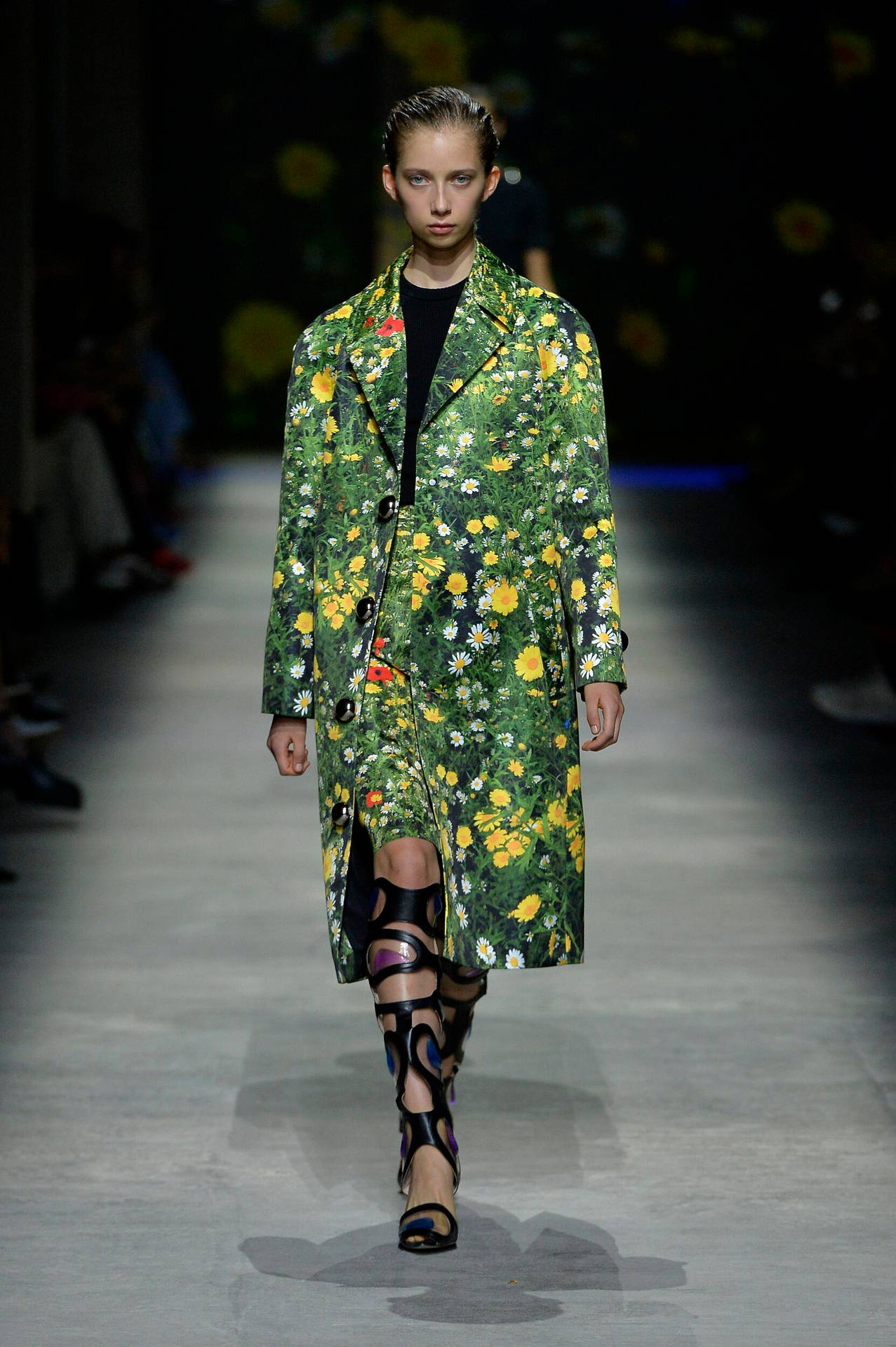 Christopher Kane Green Grass Flower Coat Background