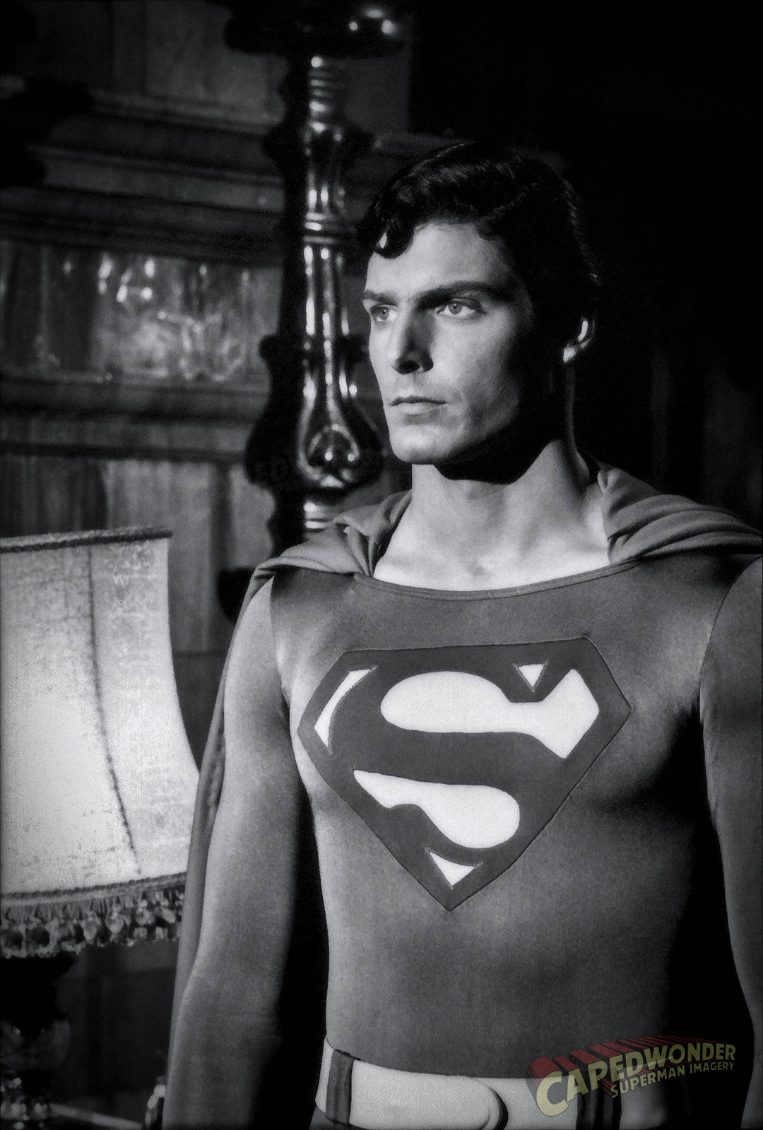 Christopher Reeve Superman In Black And White Background