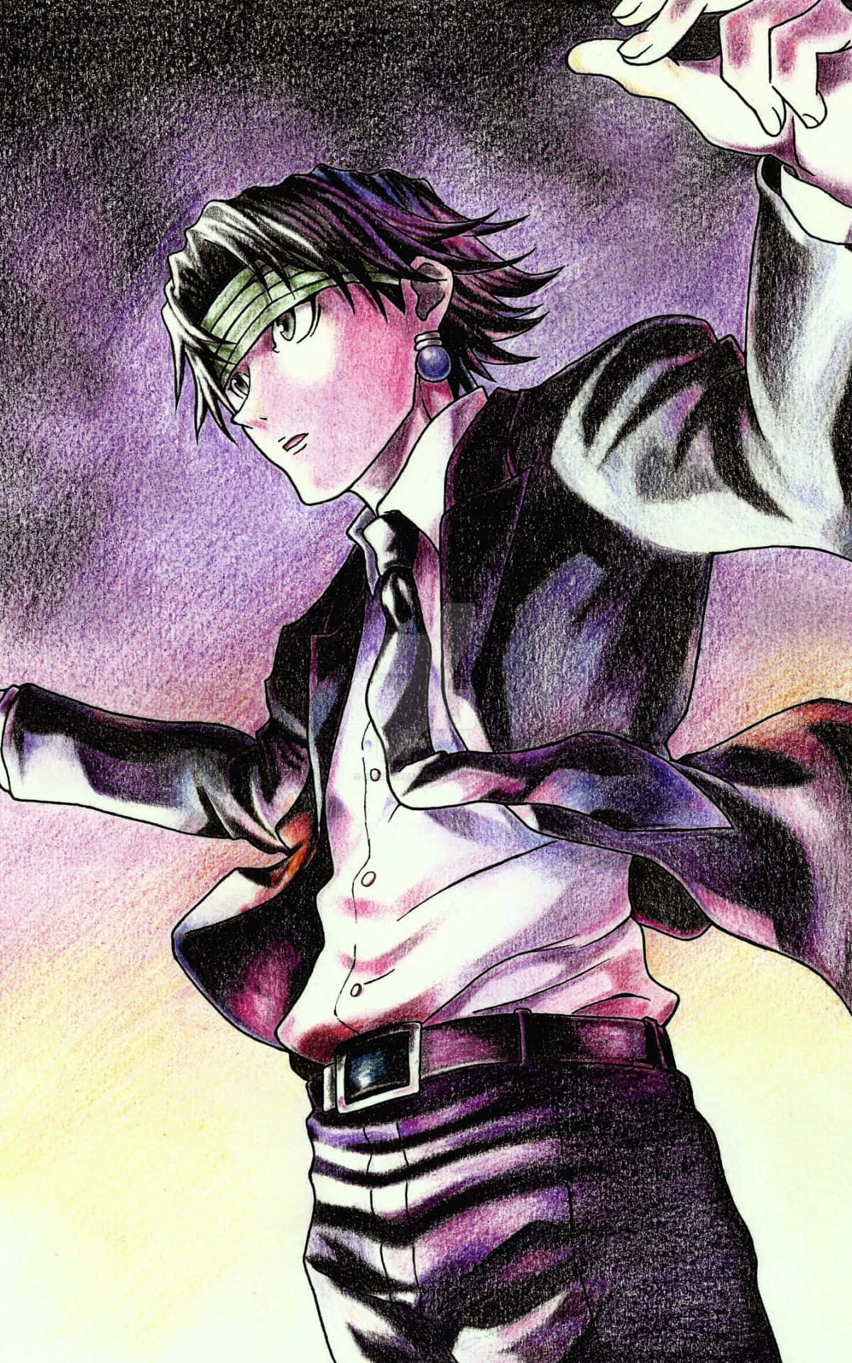 Chrollo Lucilfer Color Pencil Drawing Background