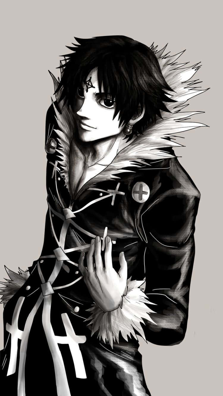 Chrollo Lucilfer Greyscale Drawing Background