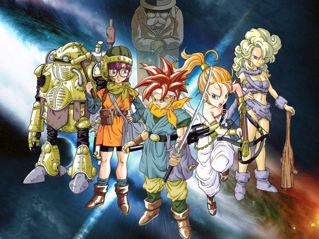 Chrono Trigger Characters On Galaxy Background