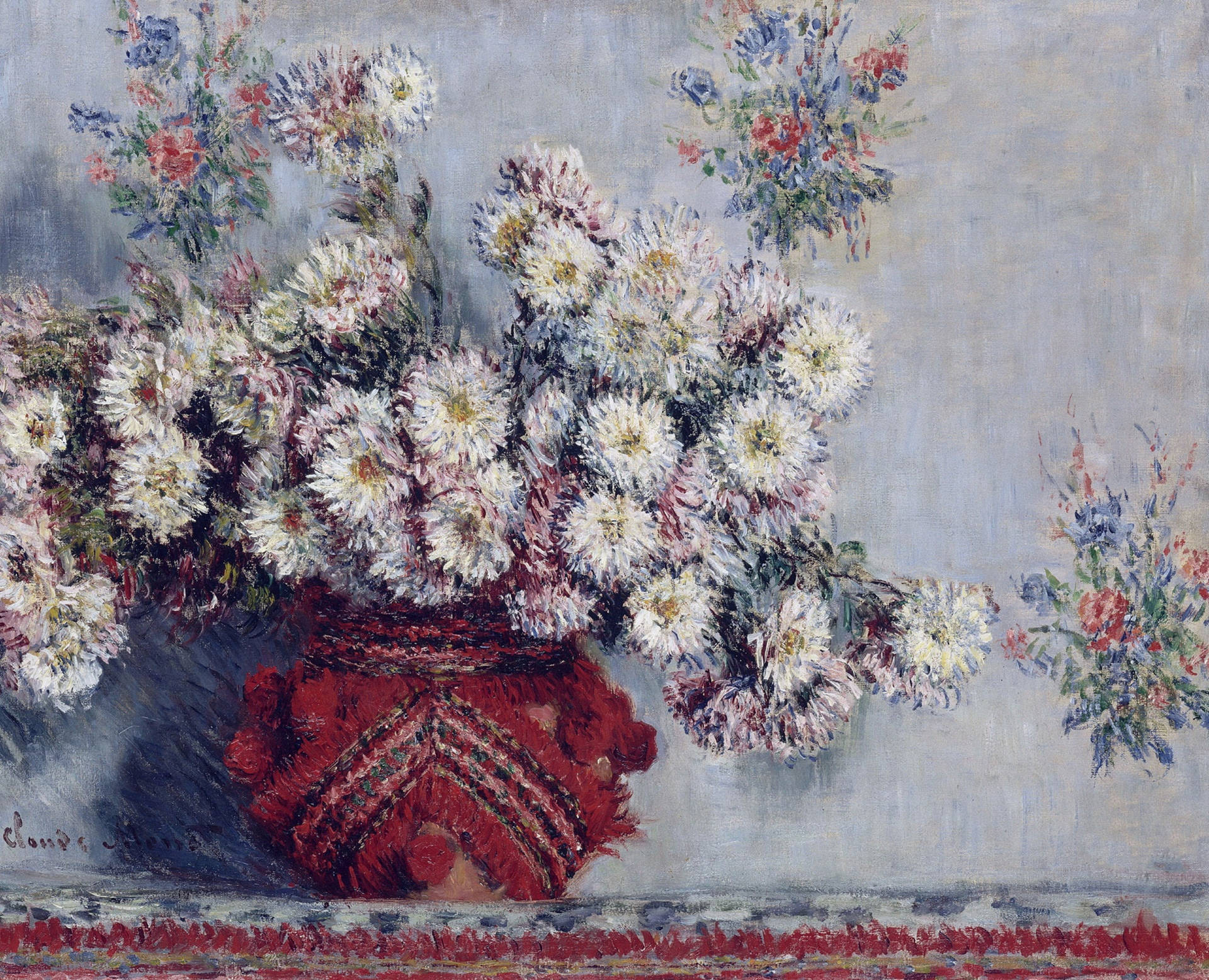 Chrysanthemums 1878 Monet Painting Background