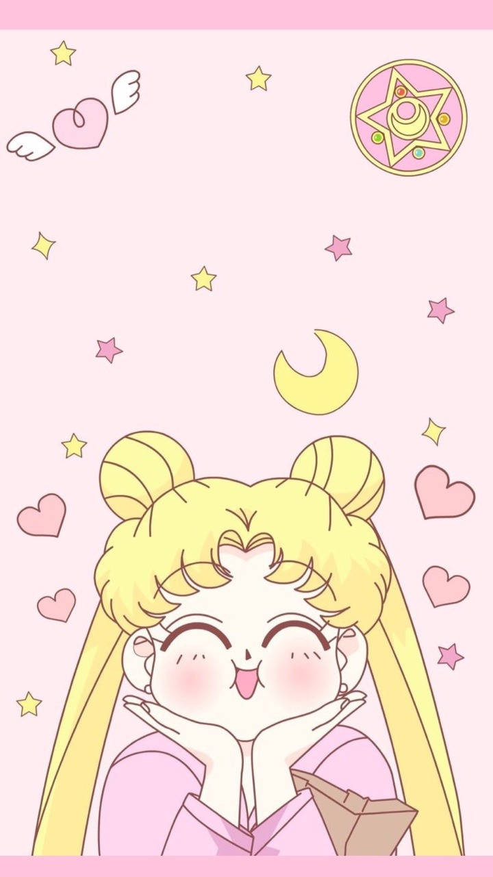 Chubby Sailor Moon Aesthetic Pink Anime Background