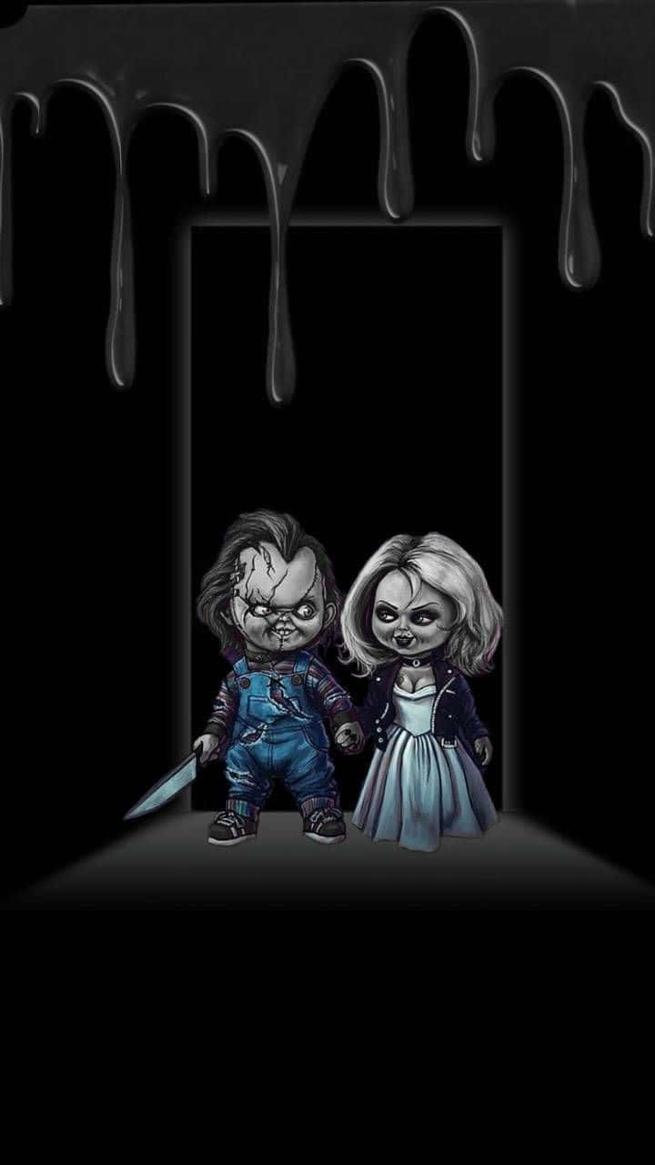 Chucky And Tiffany Dark Horror Art