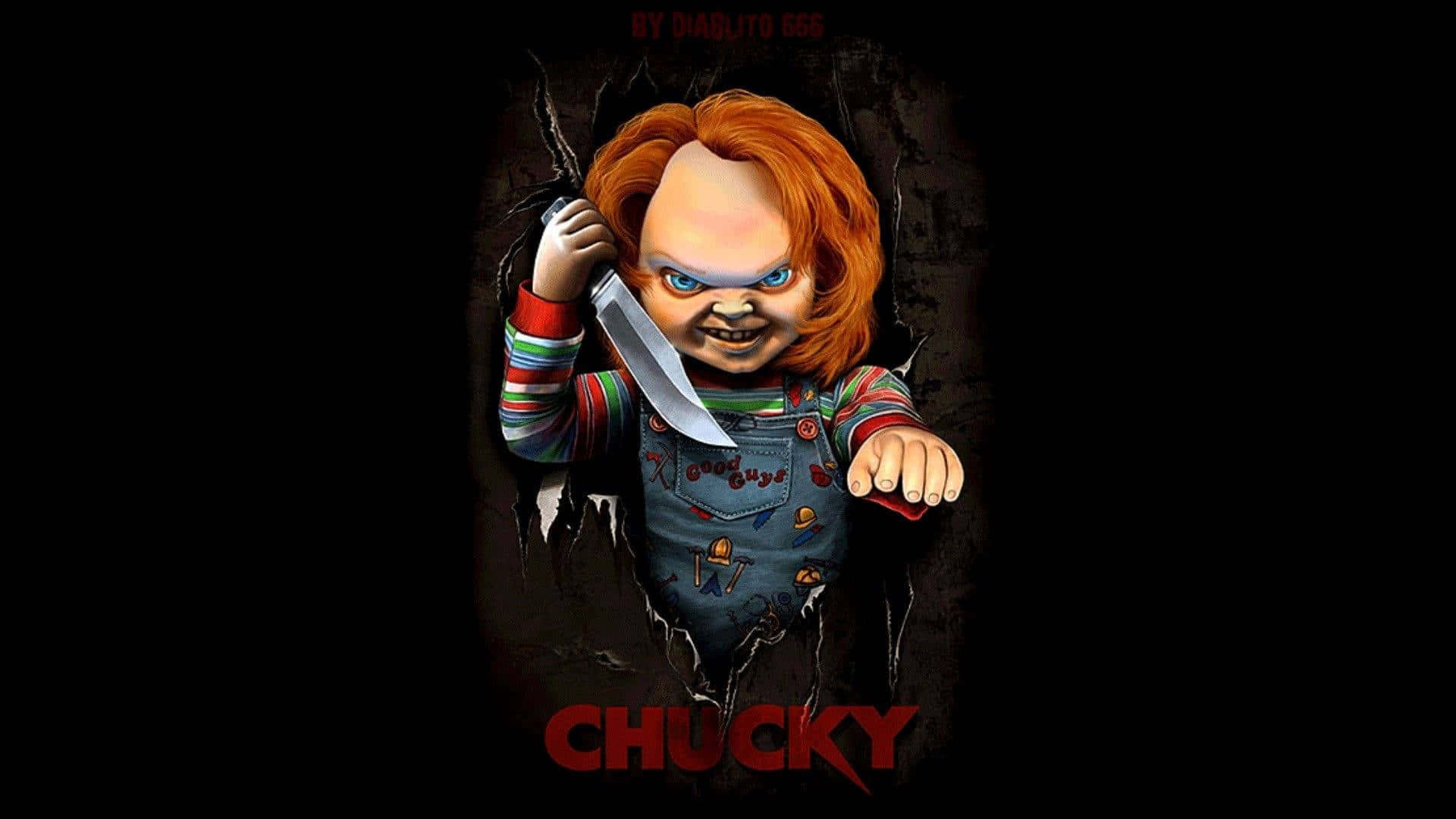 Chucky Doll Holding A Knife Background