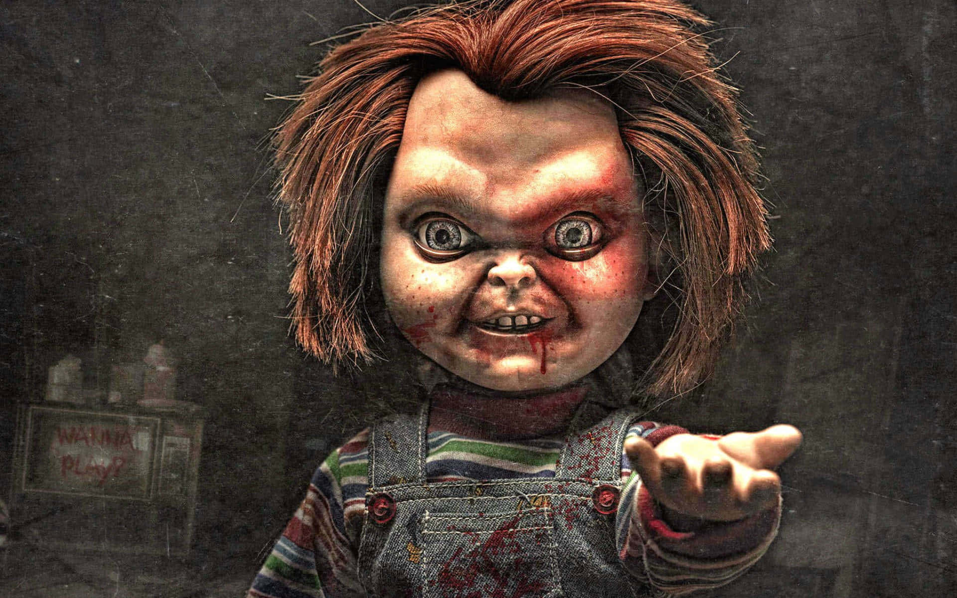 Chucky Doll Lifting His Hand Background