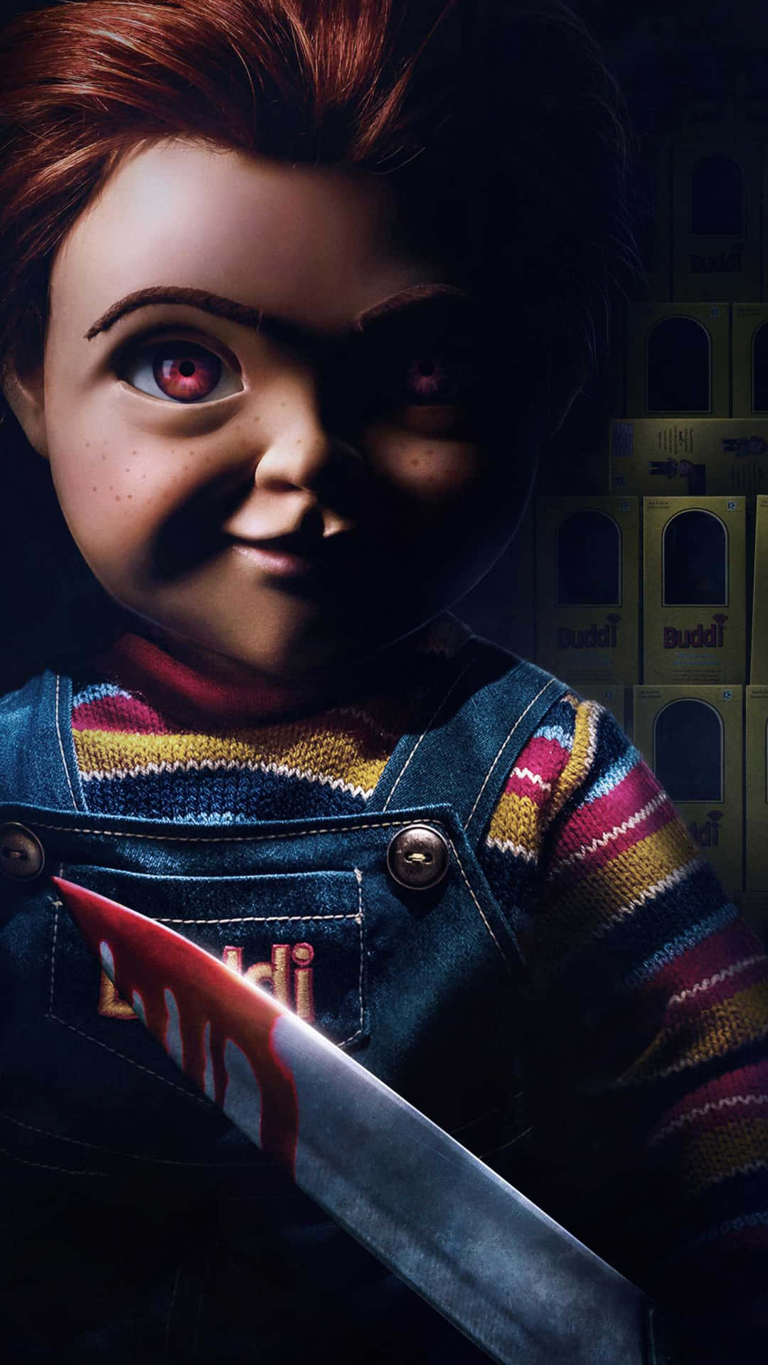 Chucky Doll With A Bloody Knife Background