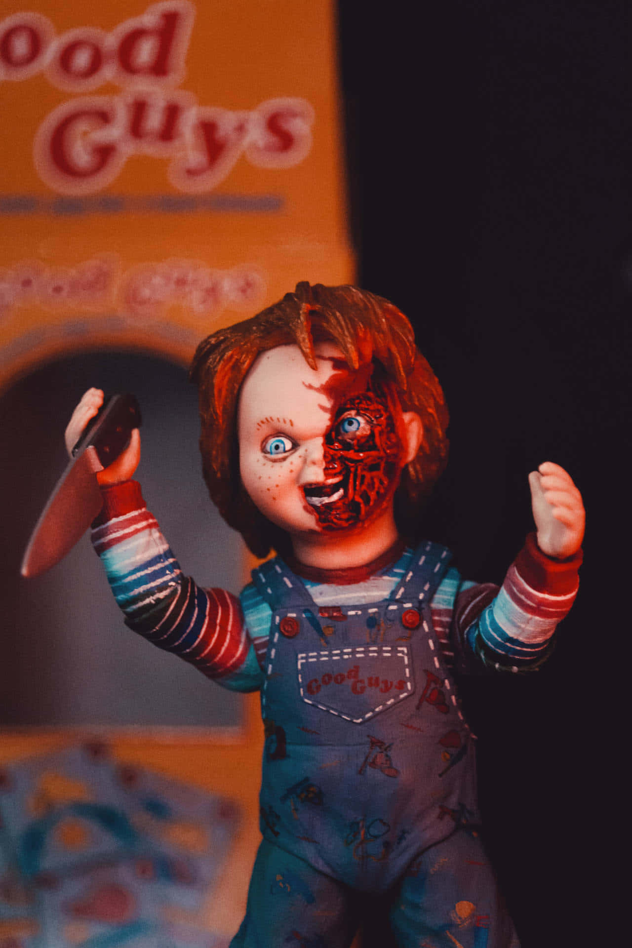 Chucky Doll With Exposed Flesh Background