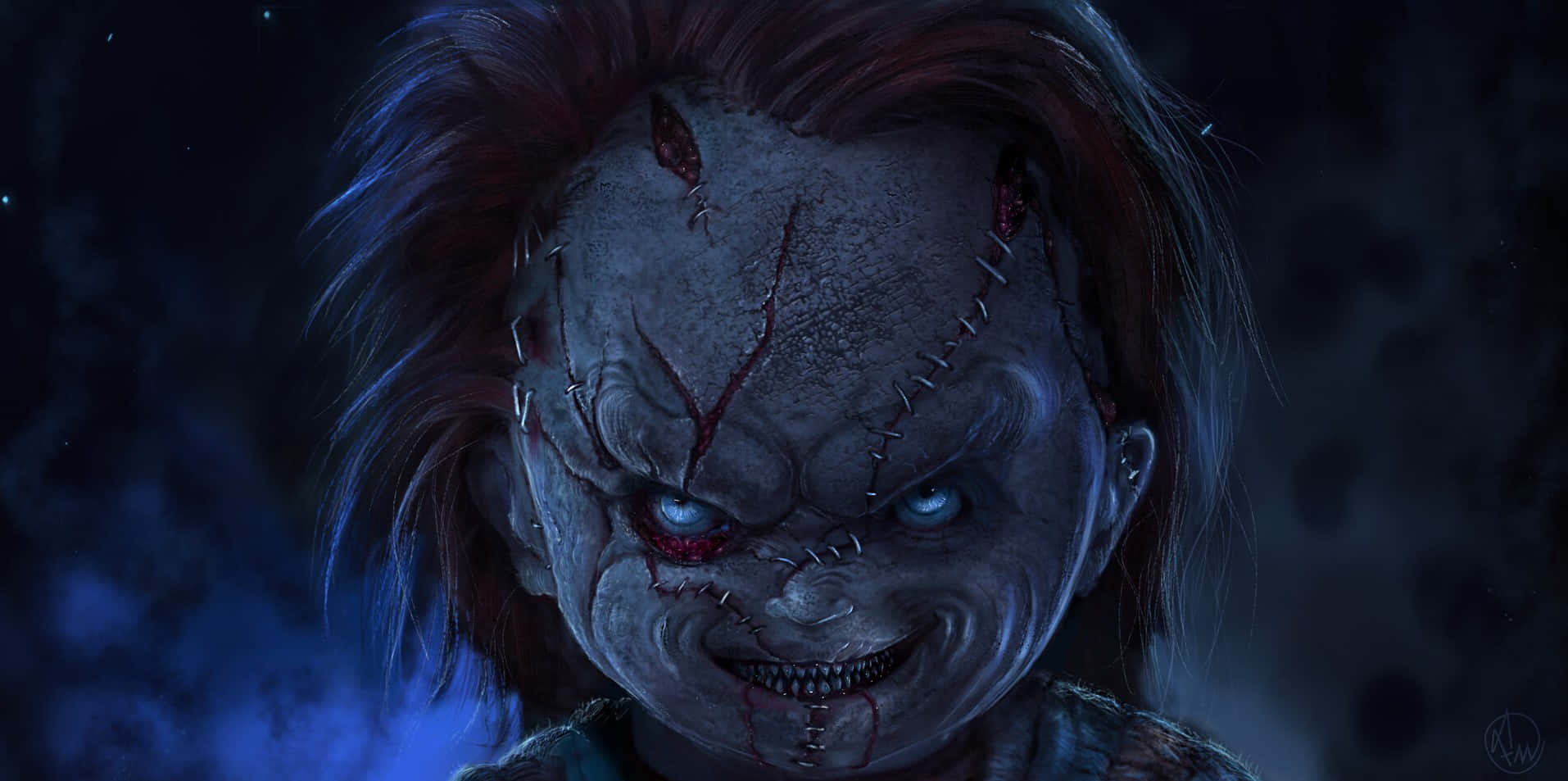 Chucky Doll With Glowing Eyes Background