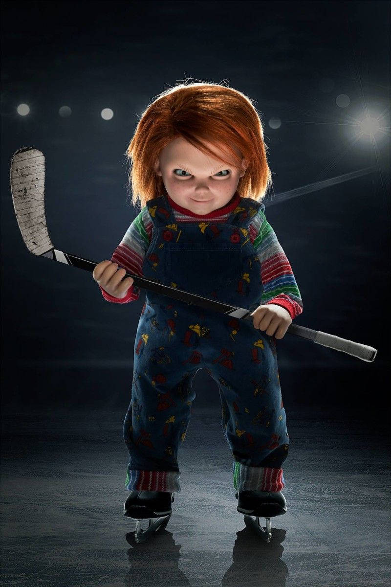 Chucky Holding Hockey Stick Background
