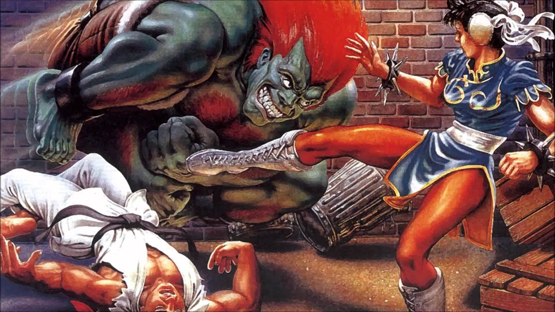 Chun Li Kicking Blanka Street Fighter Background