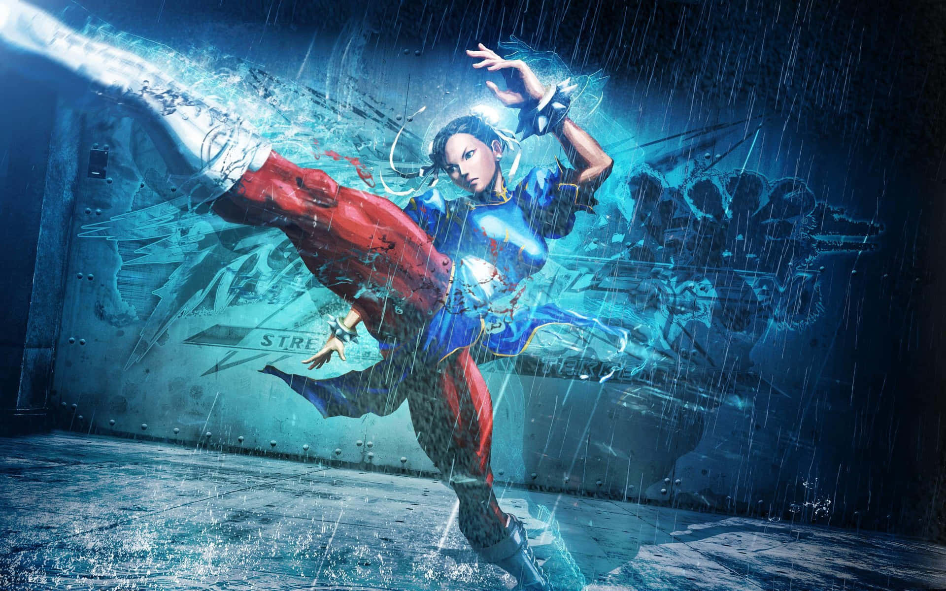 Chun Li Street Fighter Action Pose Background