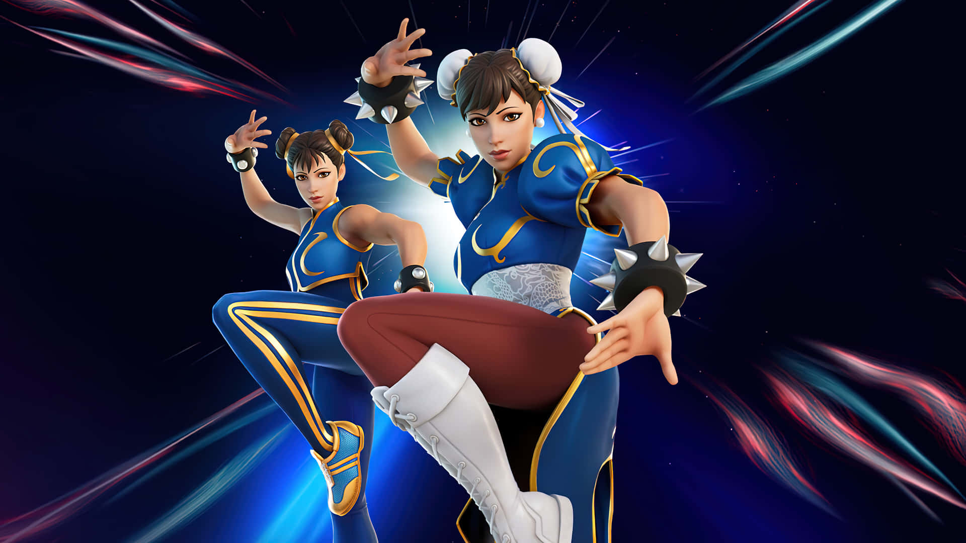 Chun Li Street Fighter Dynamic Pose Background