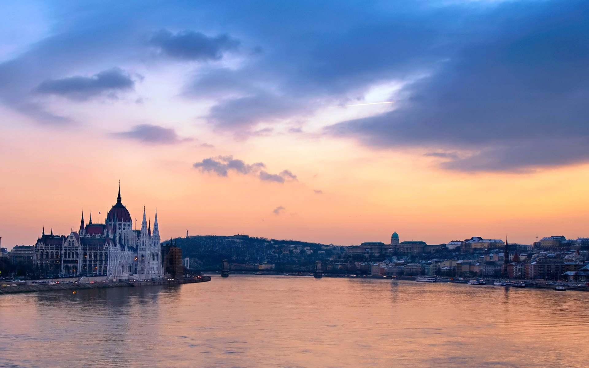 Church At Danube River Hungary Background