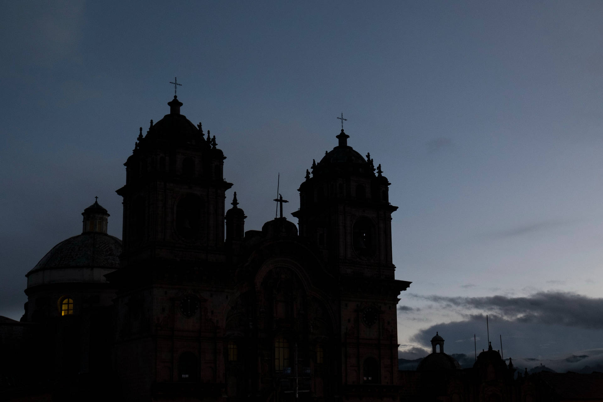 Church Silhouette Cusco Peru Background