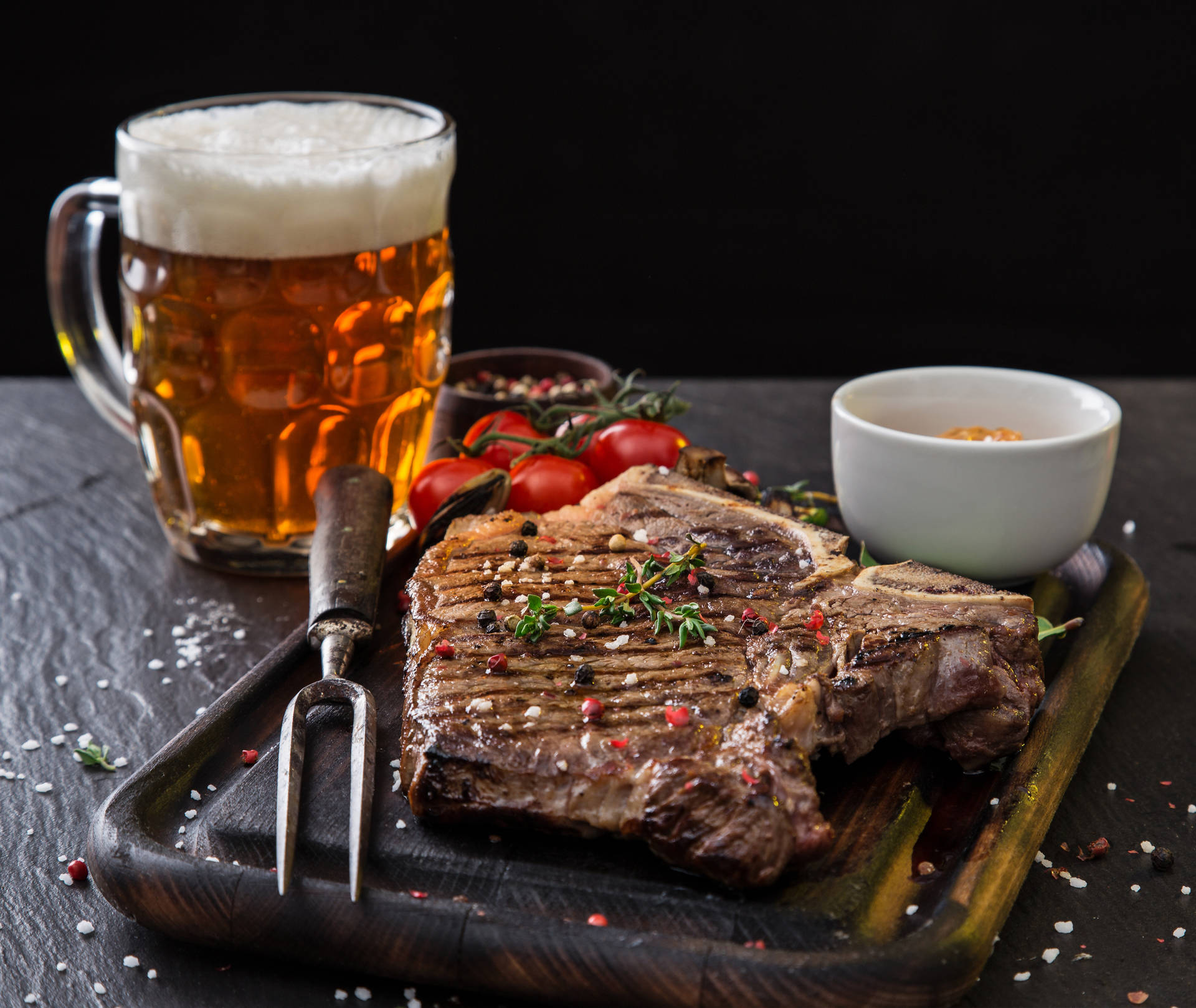 Churrasco Served With Beer Background