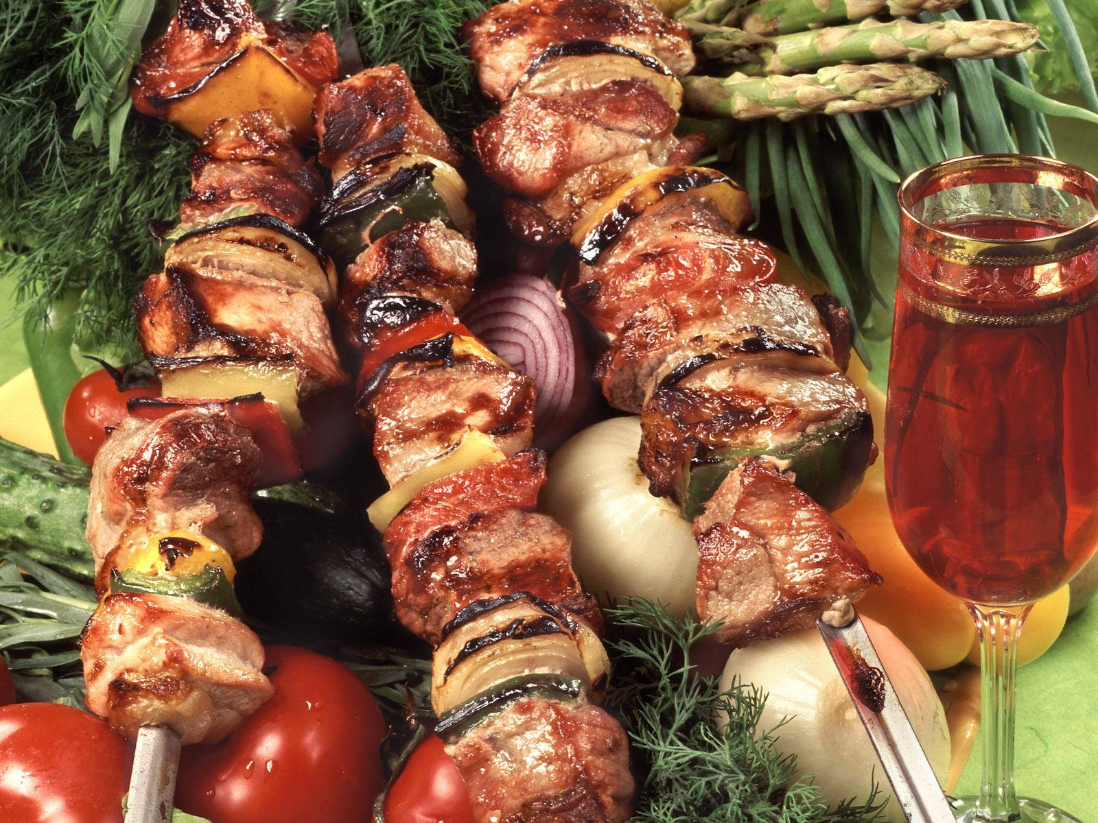 Churrasco With Wine Background