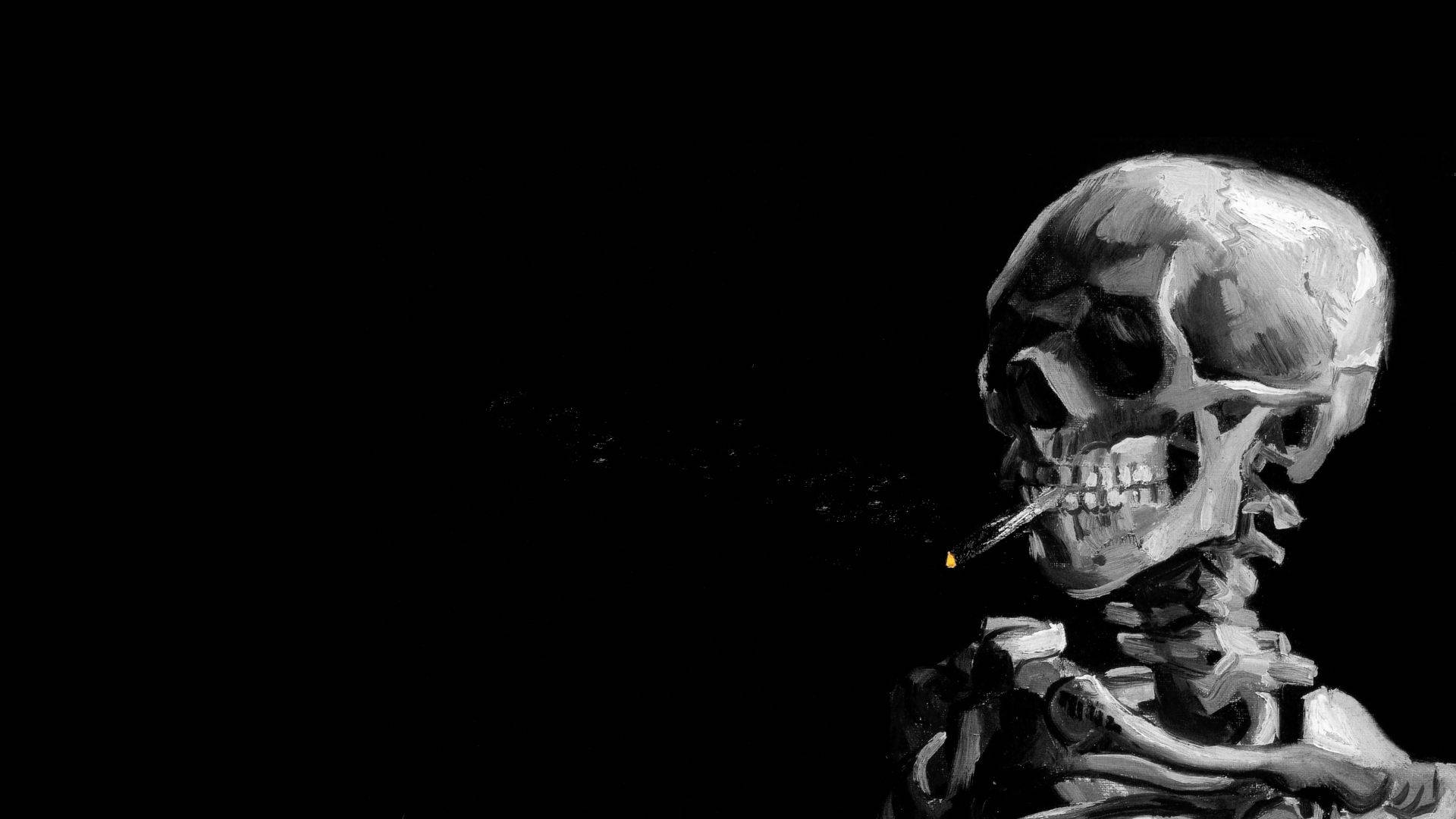 Cigarette Smoking Skeleton Desktop Background