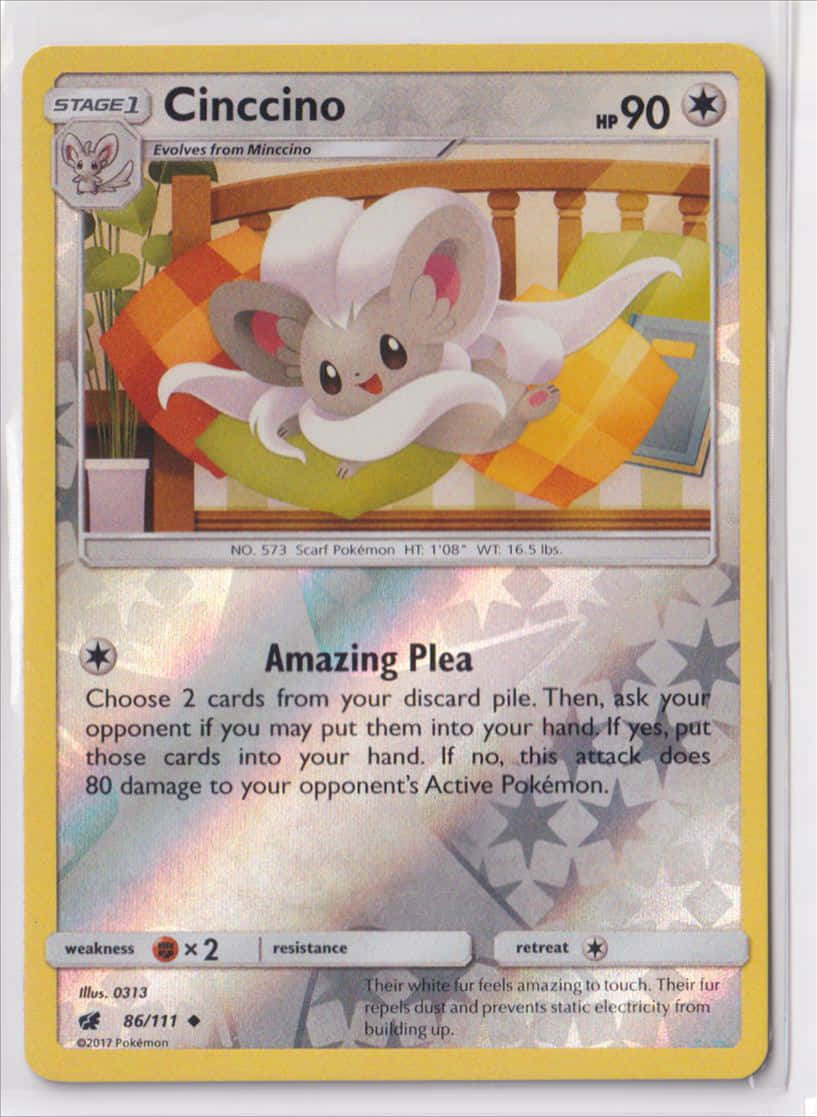 Cinccino Card With Holographic Stars Background