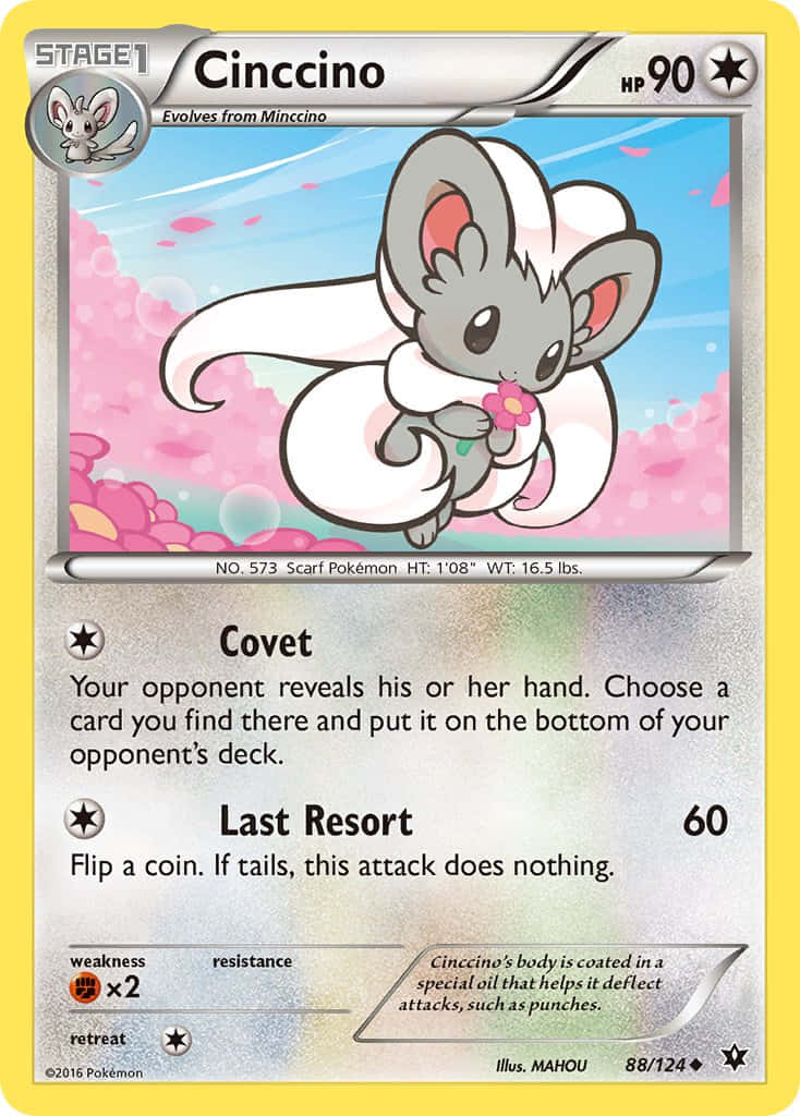Cinccino Card With Pink Flowers