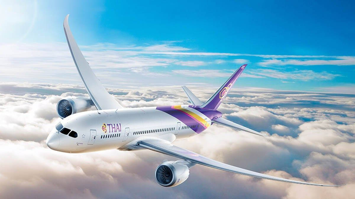 Cinematic Thai Airways Airplane Background