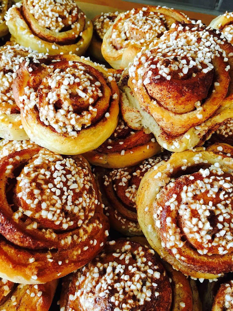 Cinnamon Danish With Toppings Background