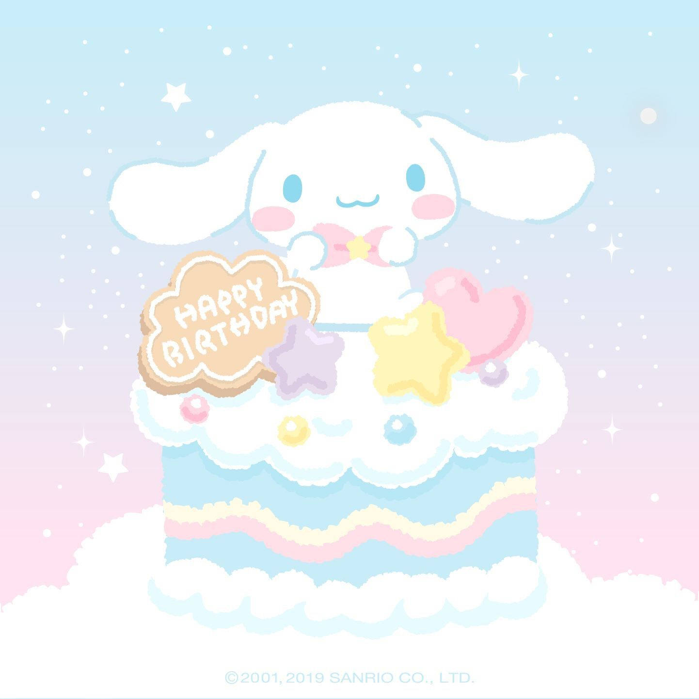 Cinnamoroll Happy Birthday Cake Background