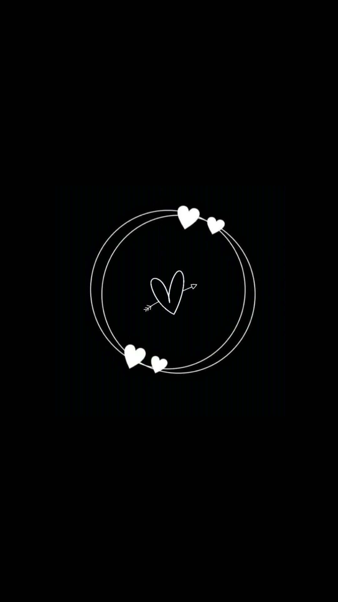 Circle Outline Black Heart Iphone Background