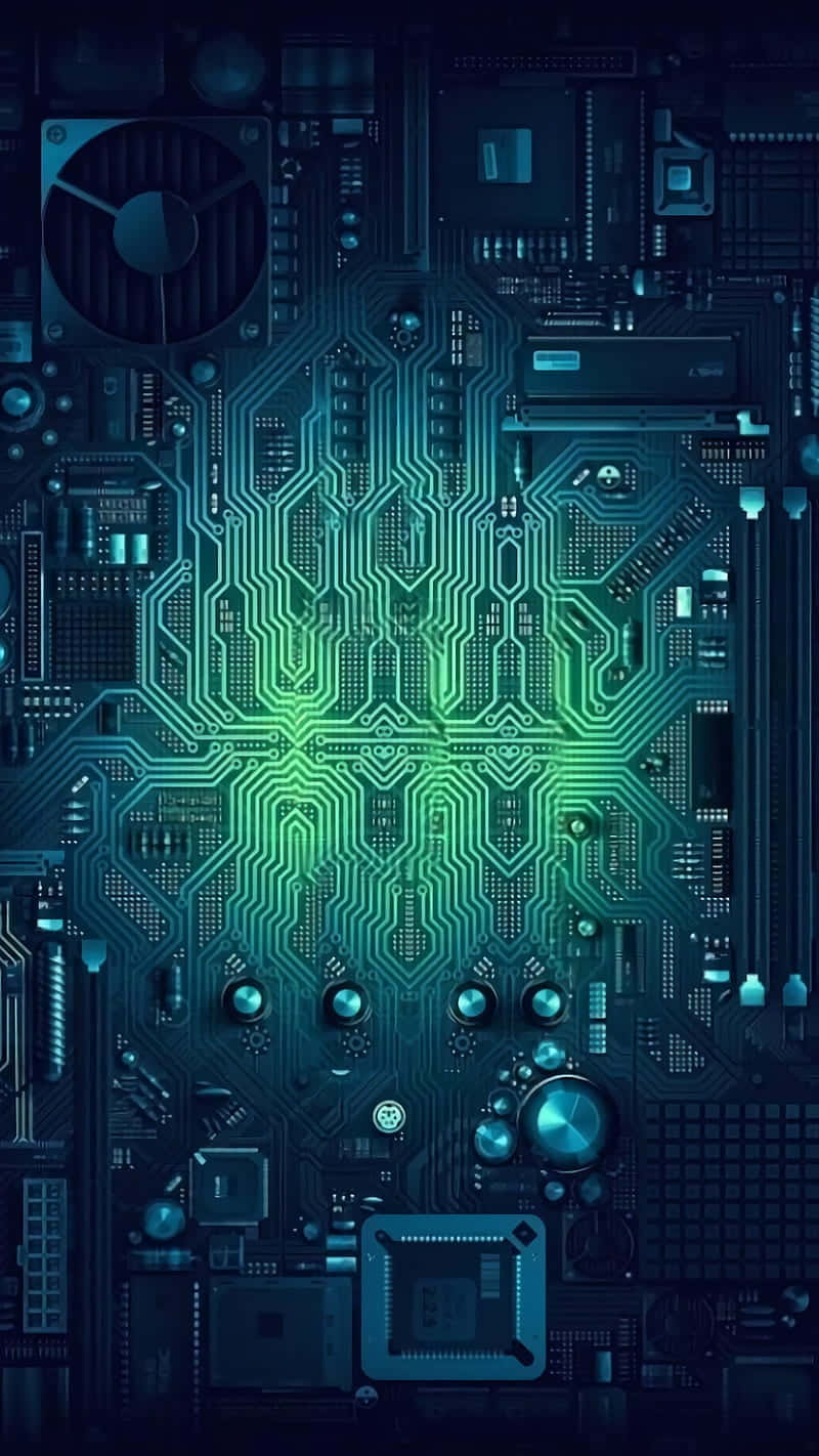 Circuit Board Glowing Paths Background
