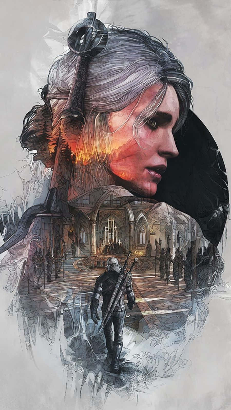 Ciri Graphic Art Witcher 3 Phone Background