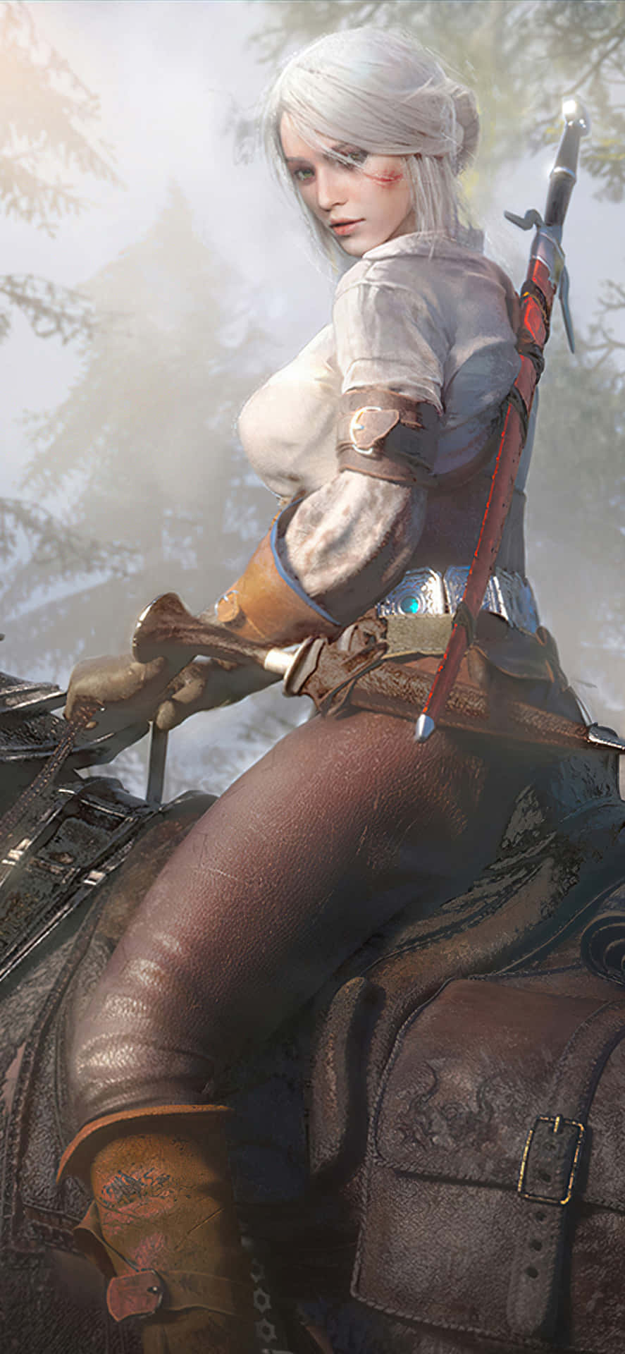 Ciri Riding Horse Witcher 3 Phone Background