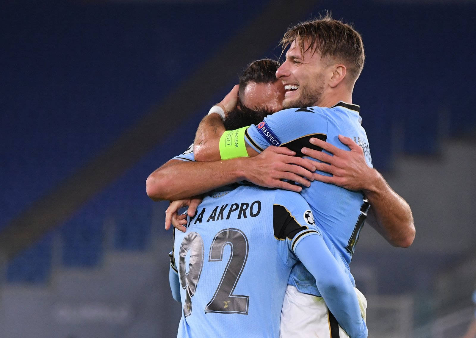 Ciro Immobile Hugging His Teammates