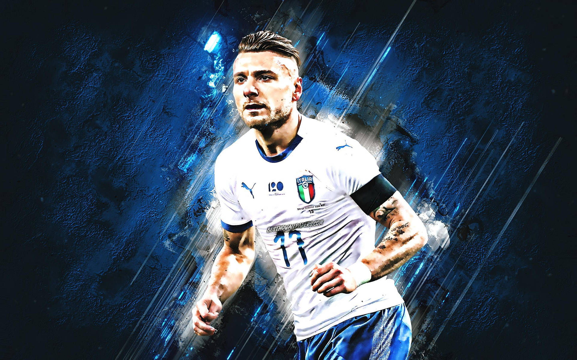 Ciro Immobile In Action On The Field Background