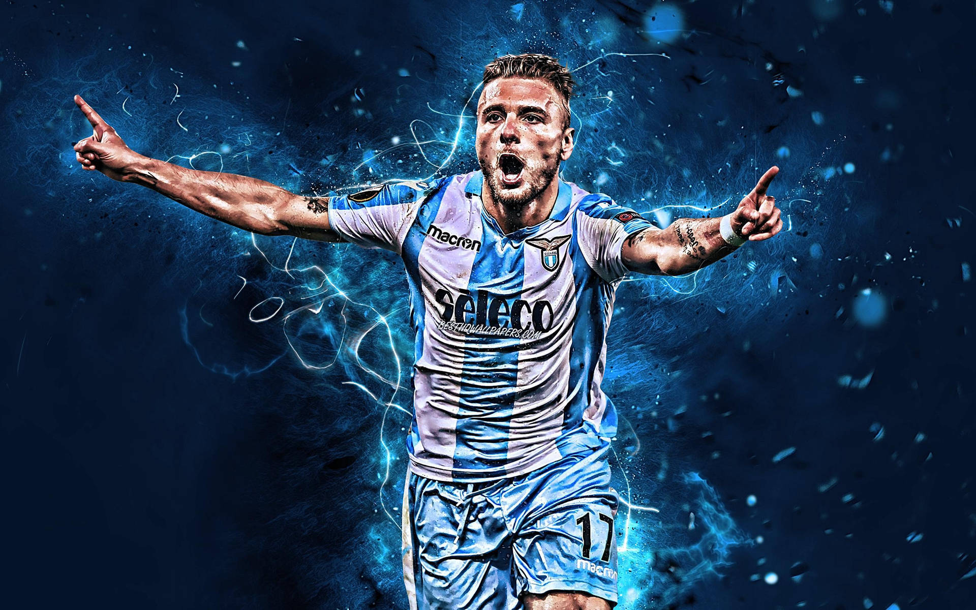Ciro Immobile In Action On The Field Background