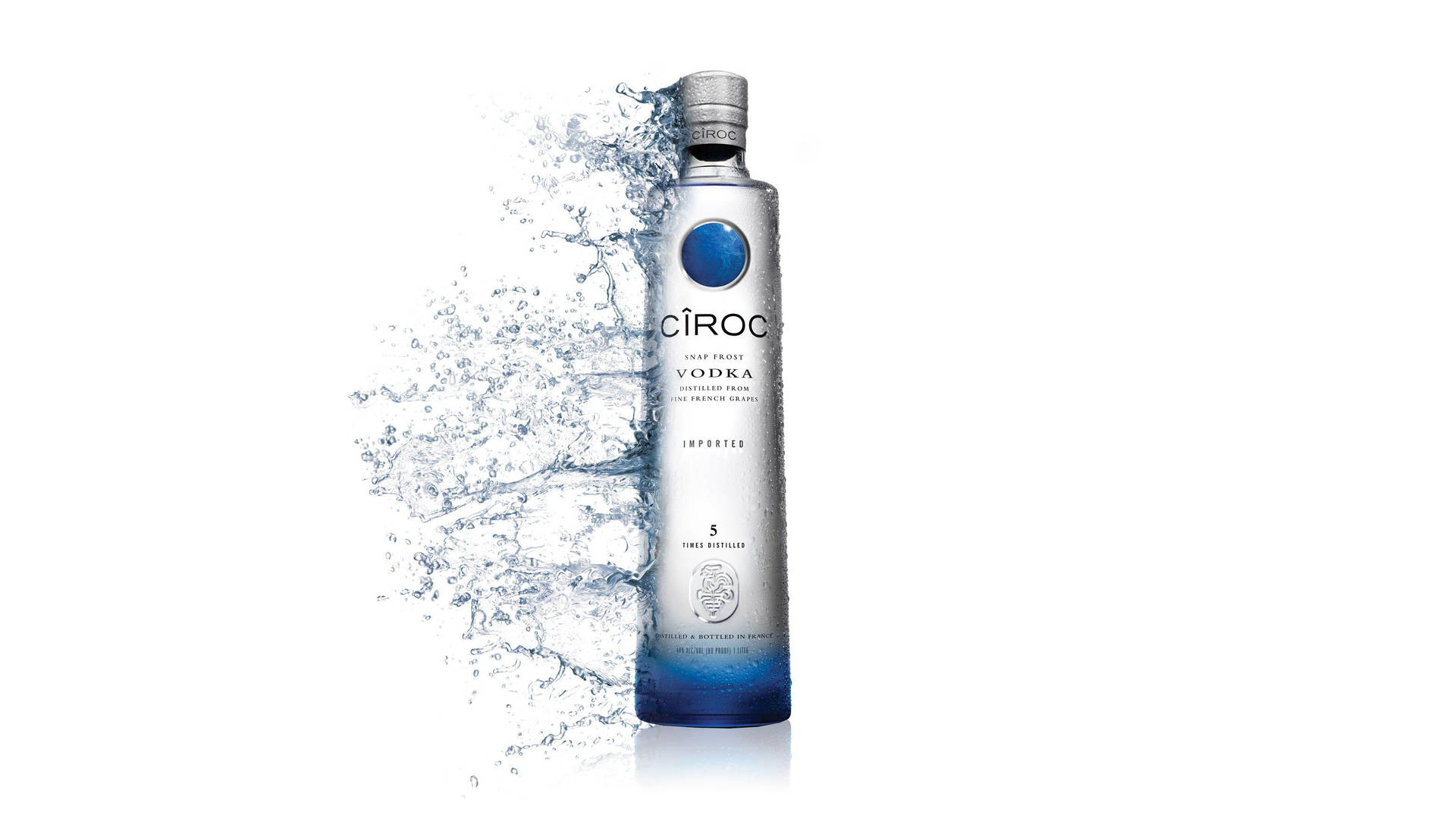 Ciroc French Vodka Bottle Water Splash Graphic Art Background