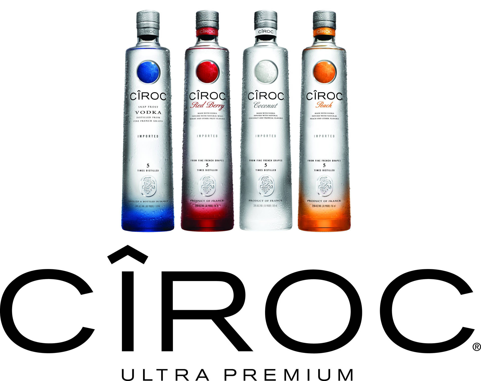 Ciroc French Vodka Bottles And Official Logo Background