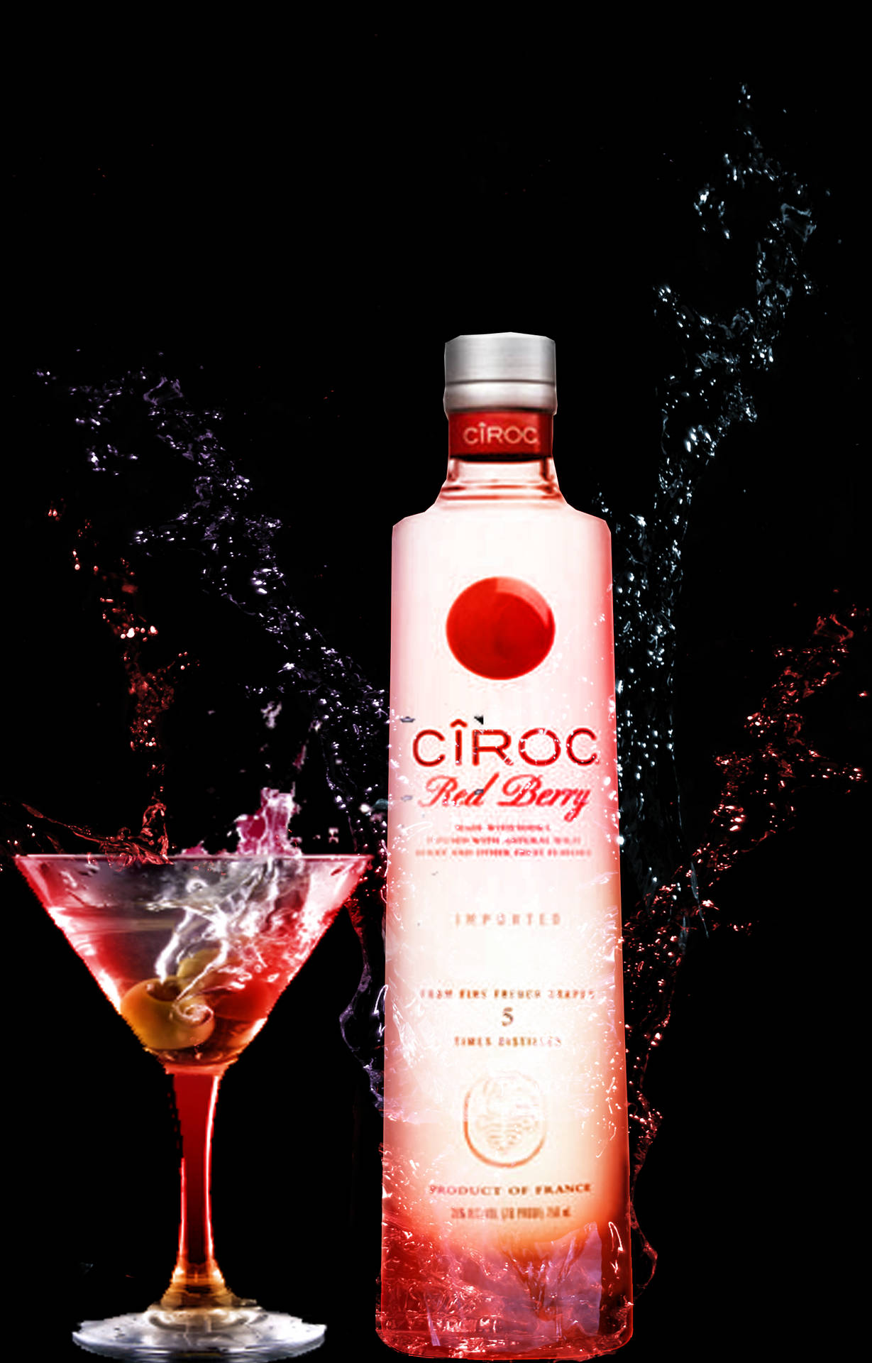 Ciroc French Vodka Red Berry Graphic Design Background