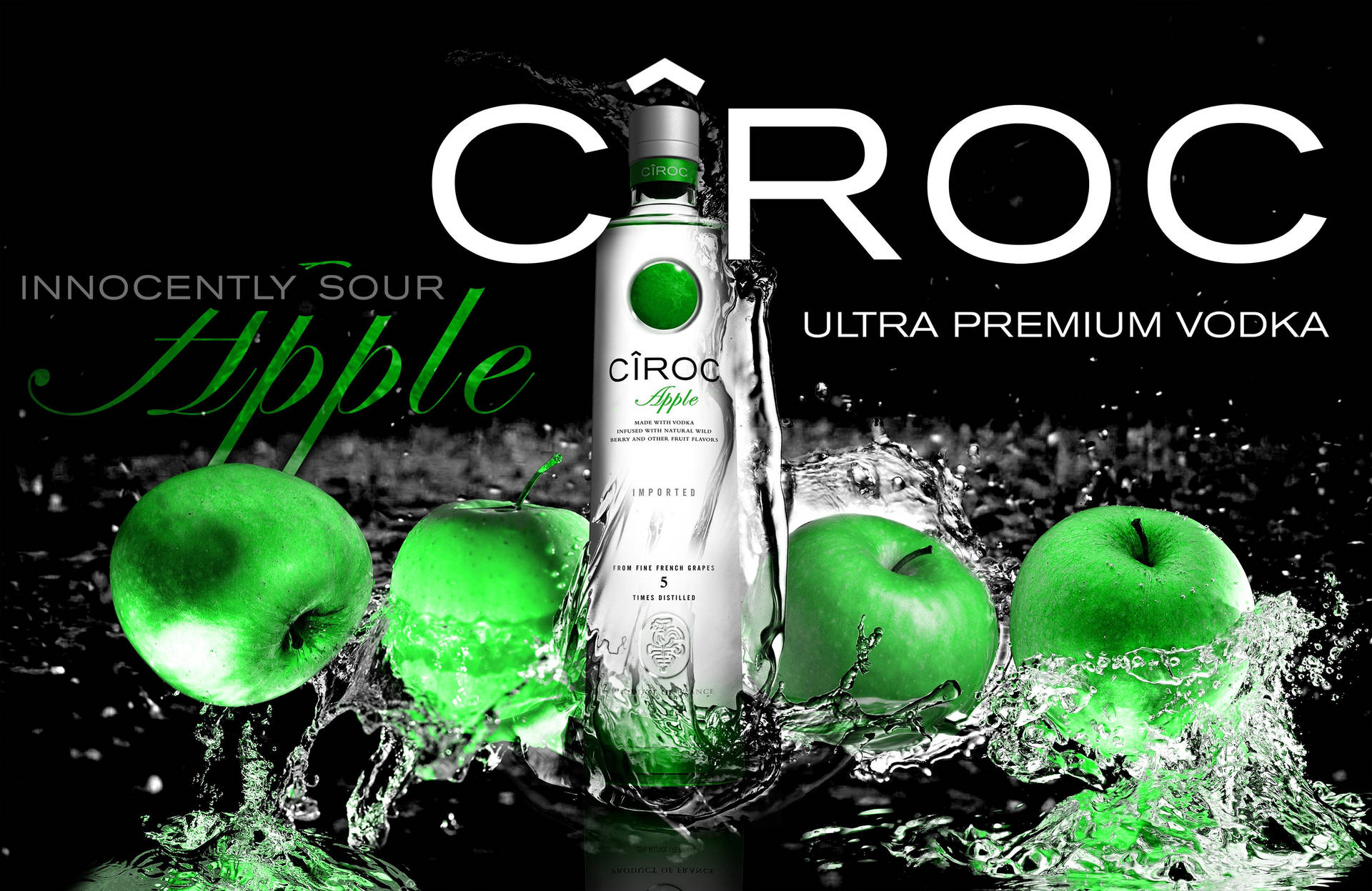 Ciroc Ultra Premium French Vodka Apple Flavor Background