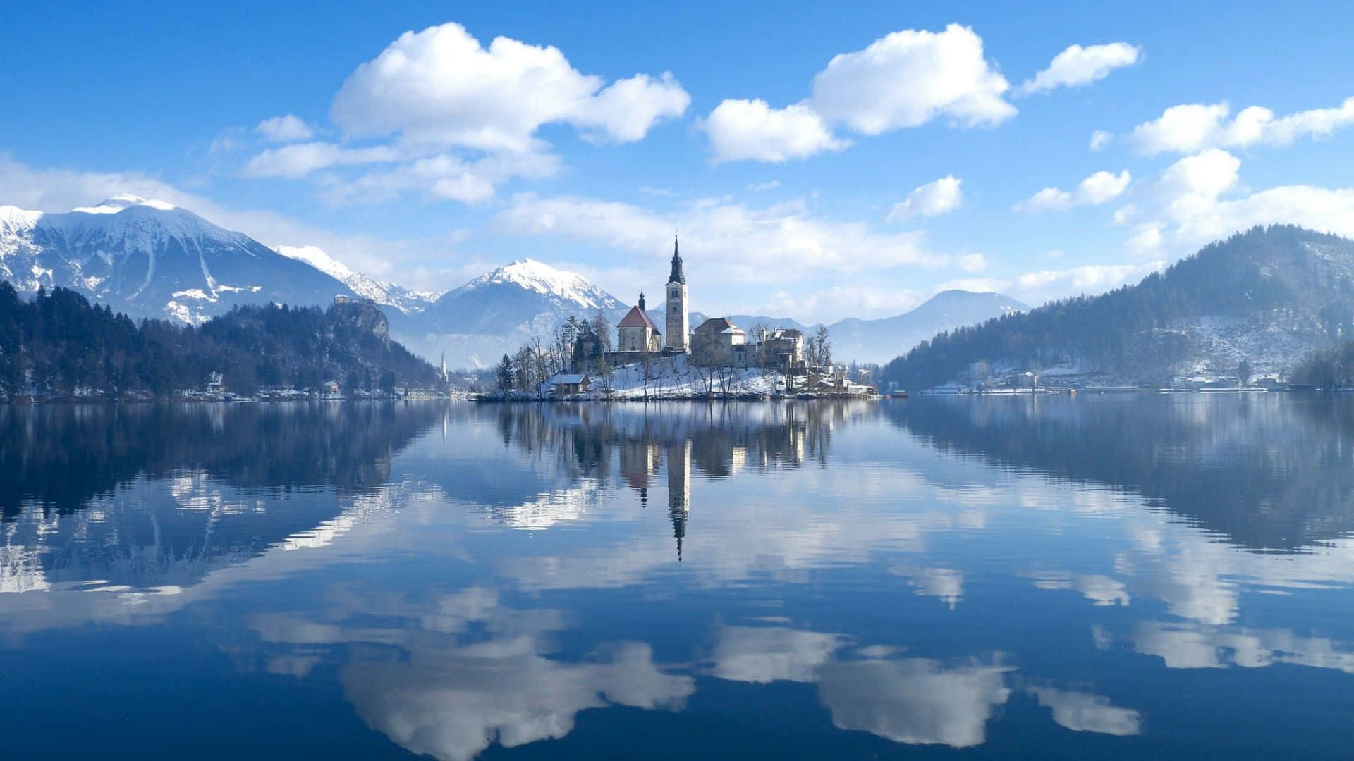 Cirrus Clouds Above Lake Bled Background