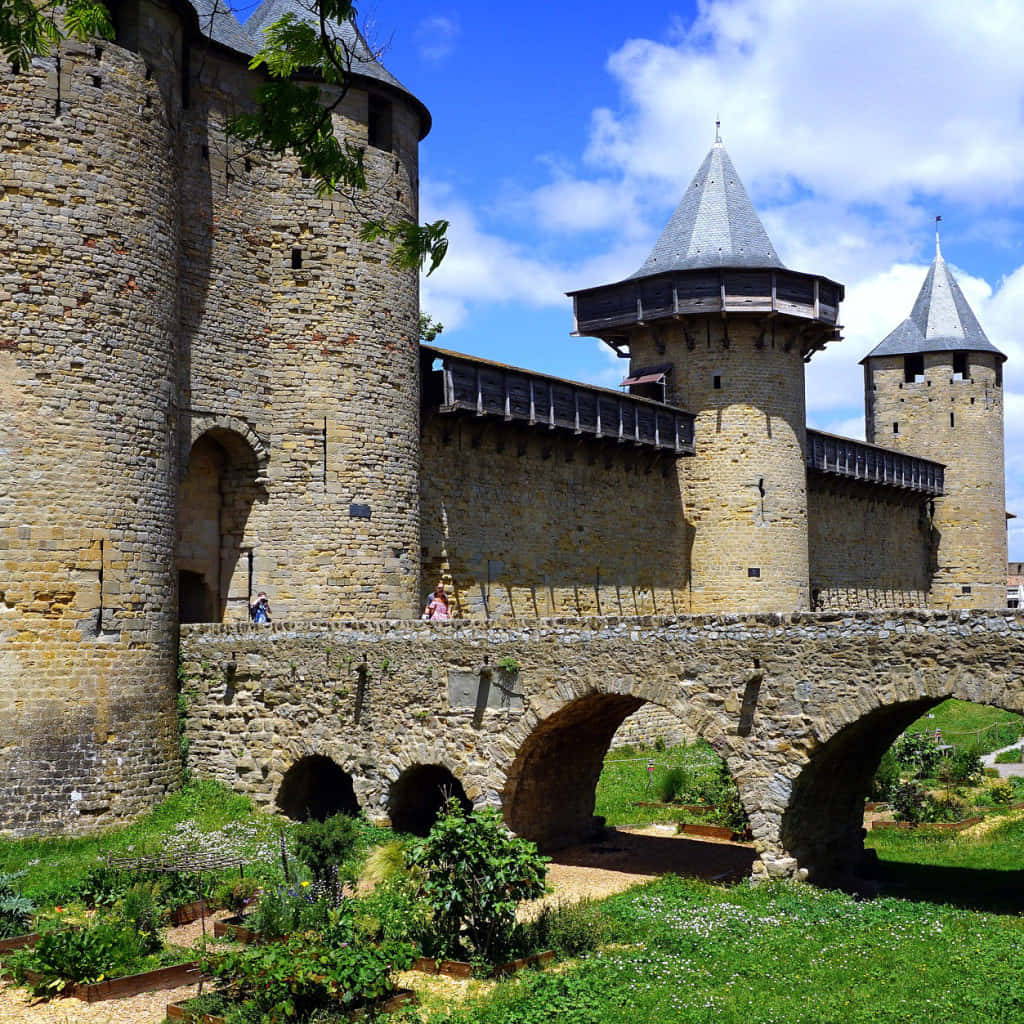 Cite De Carcassonne In France Entrance Background