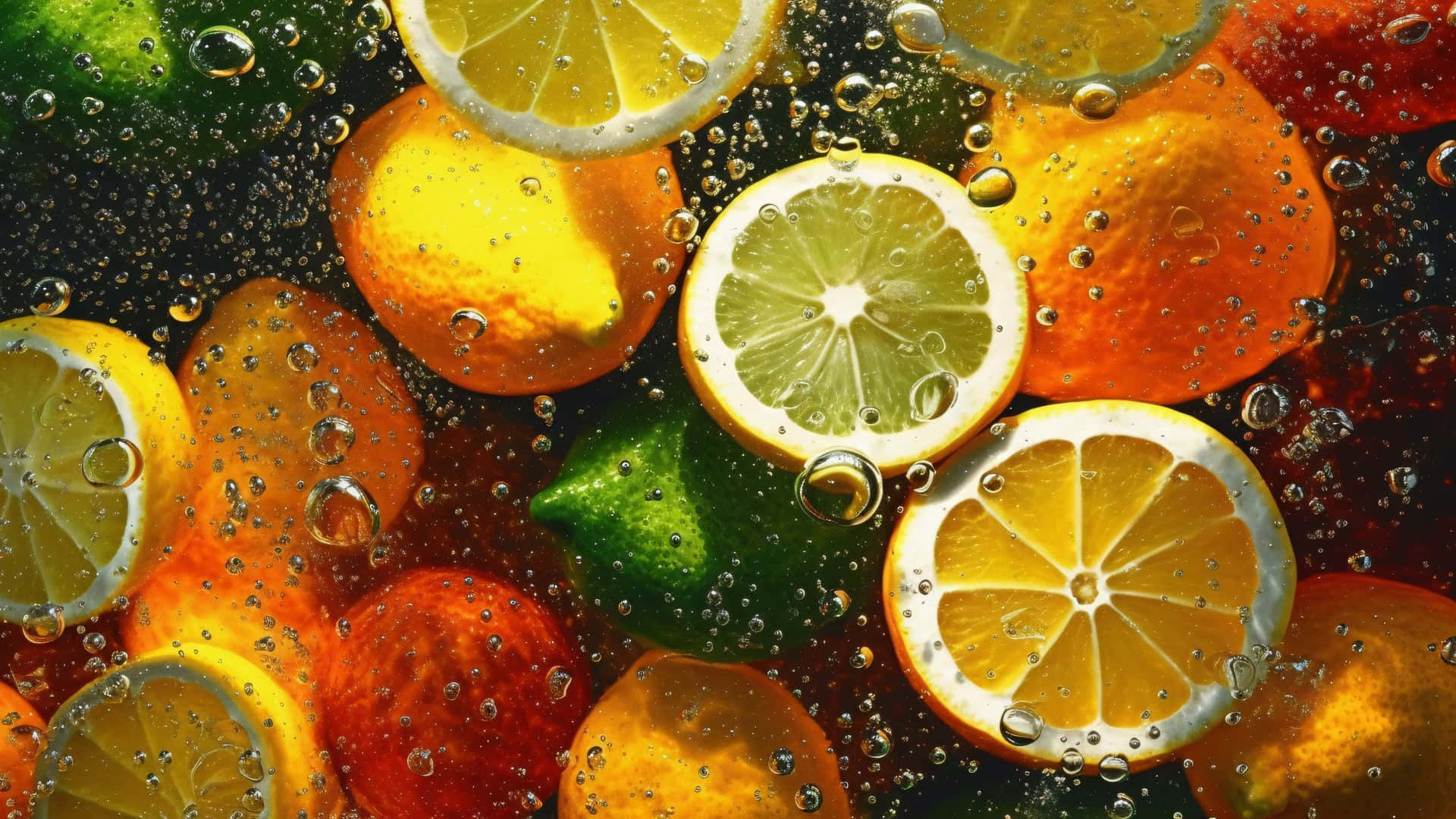 Citrus Fruit Slices Underwater Background