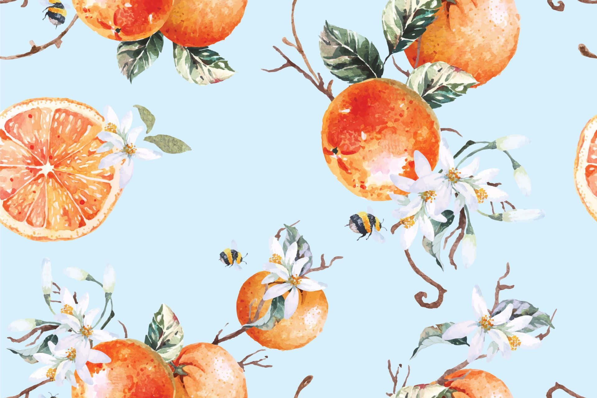 Citrus Pattern Watercolor Illustration Background
