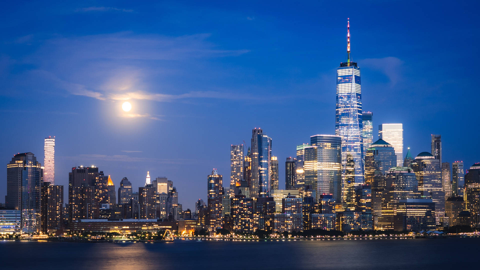 City And Moon New York Night Iphone Background