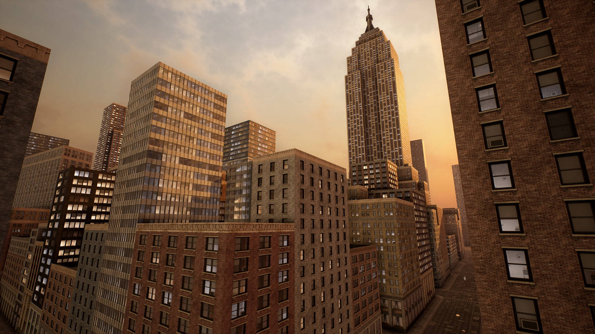 City Background Empire State Building Golden Hour Background