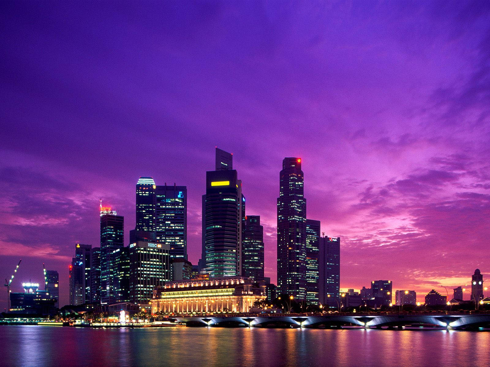 City Background Singapore Skyline Under Night Sky Background