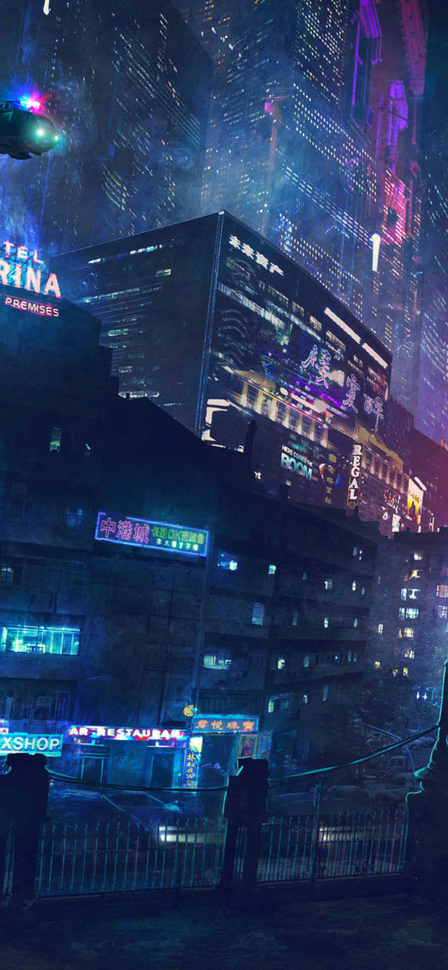 City Buildings Cyberpunk Iphone X Background