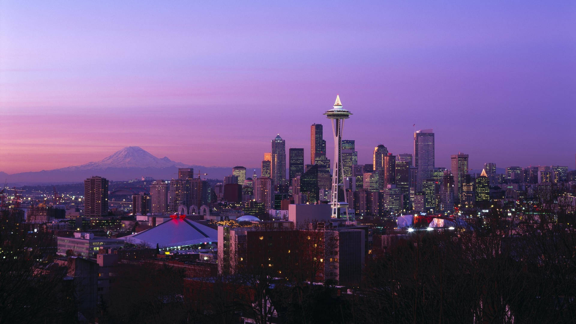 City Buildings Seattle Skyline Background