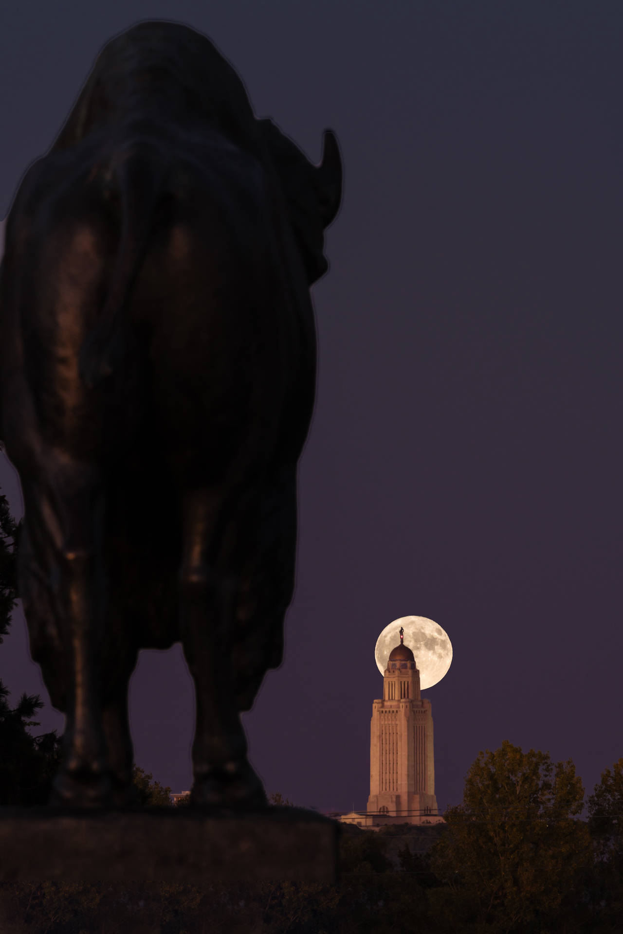 City Full Moon Background