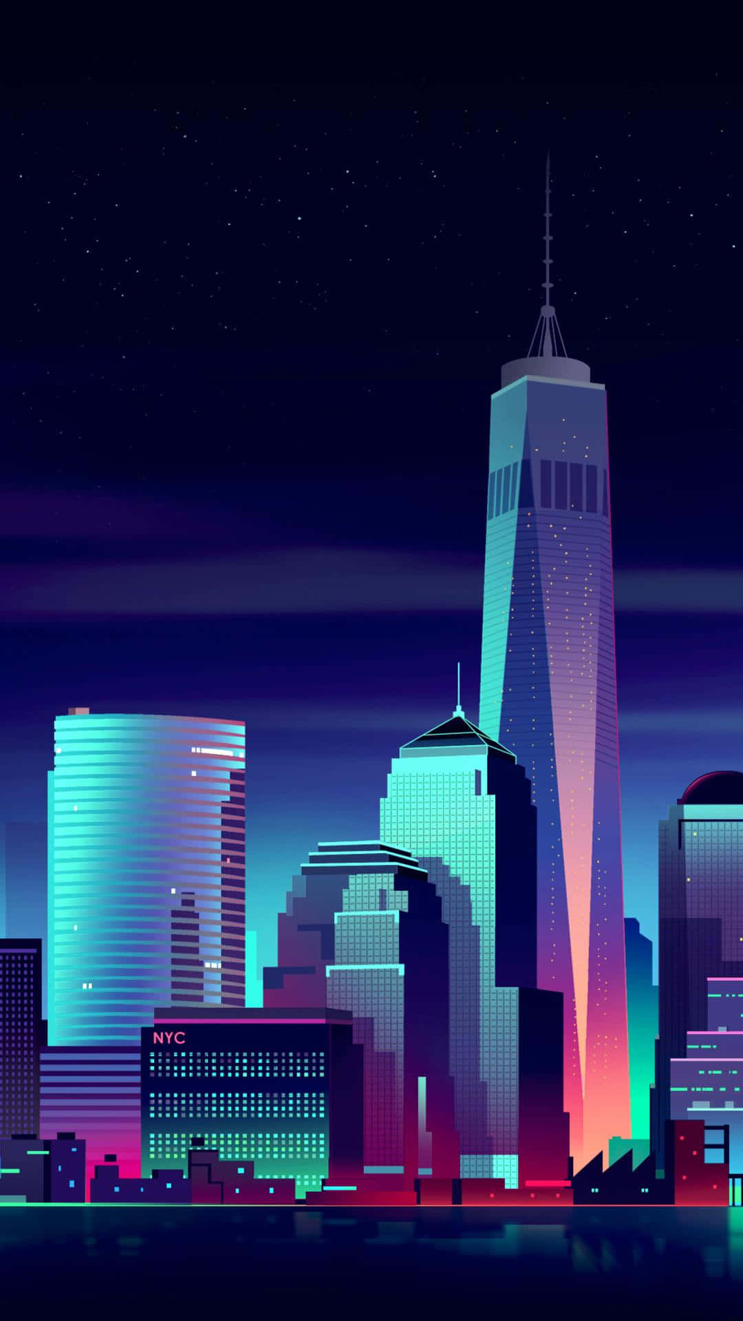 City In Pixel Art Background