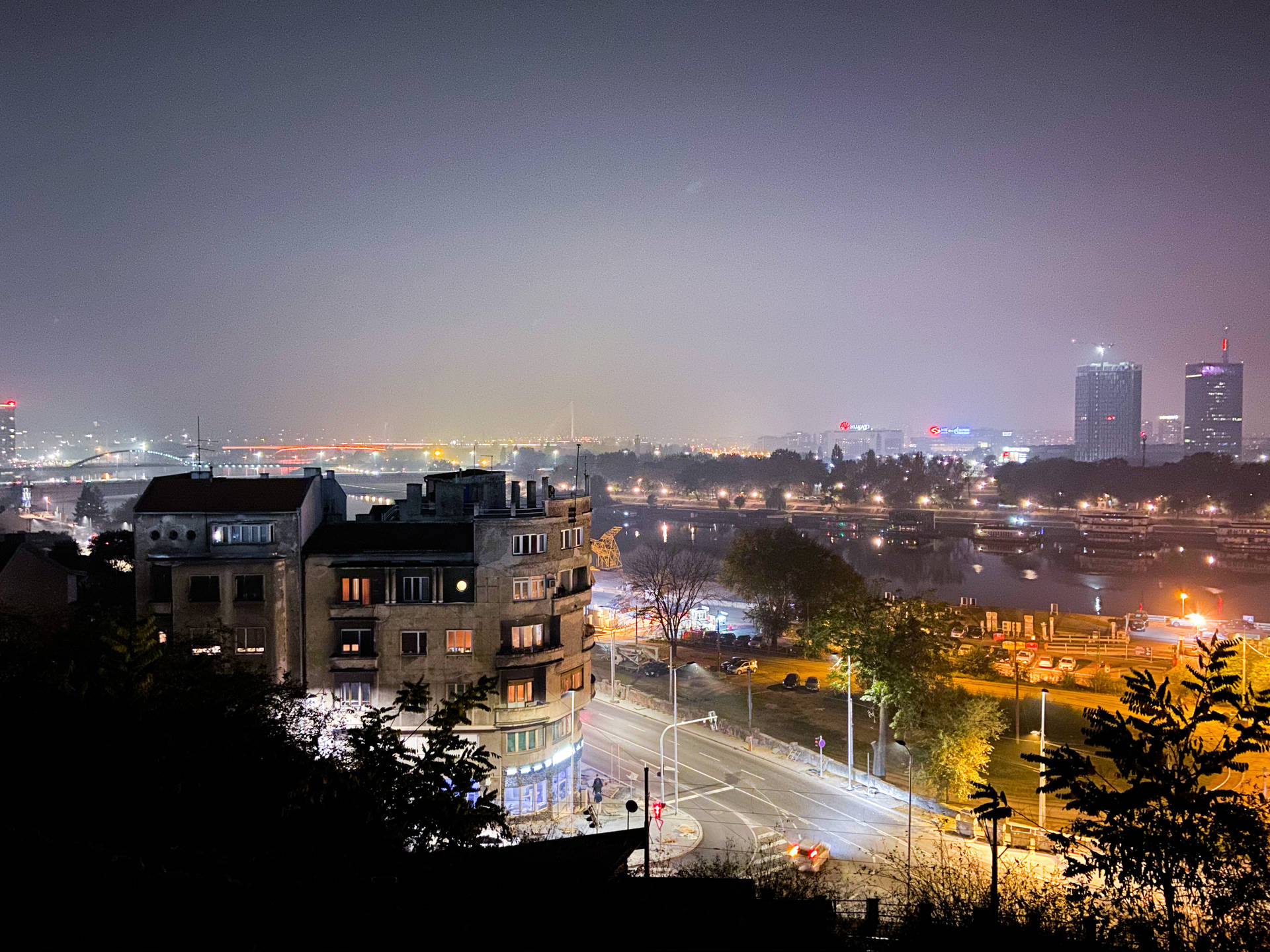 City Lights Belgrade Serbia Background